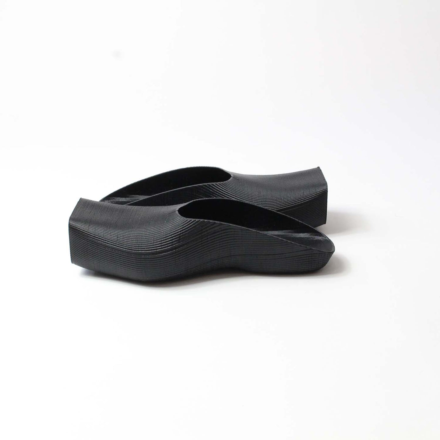 Square Toe Rubber Mules, Black