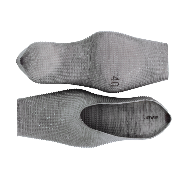 Heeled Square Toe Rubber Mules - Concrete