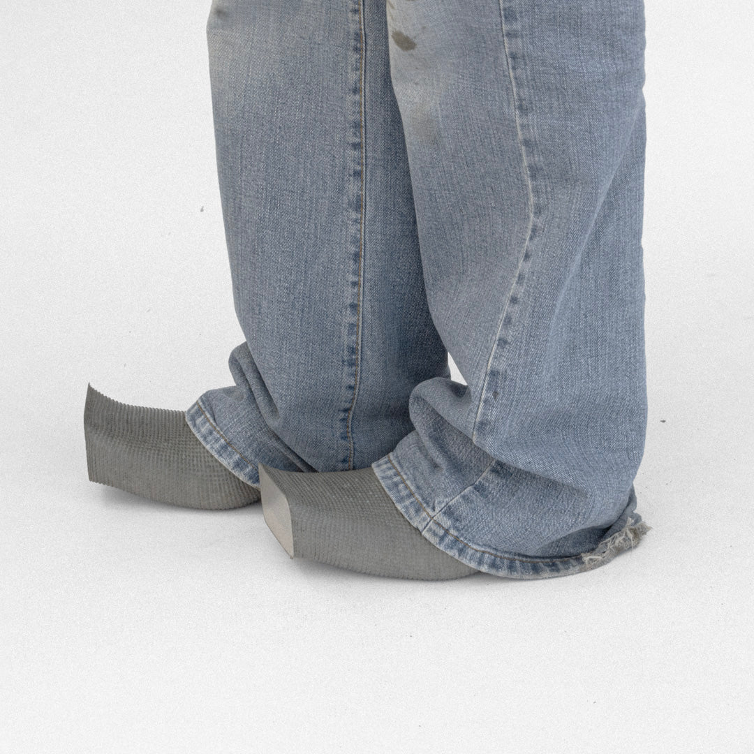 Heeled Square Toe Rubber Mules - Concrete