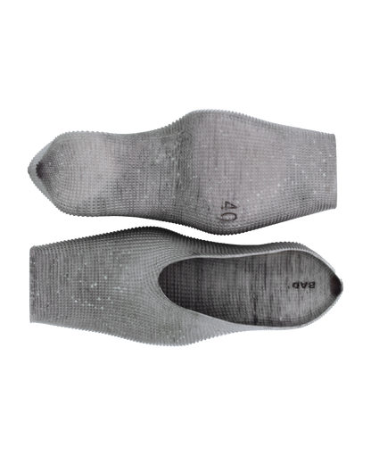 Heeled Square Toe Rubber Mules - Concrete
