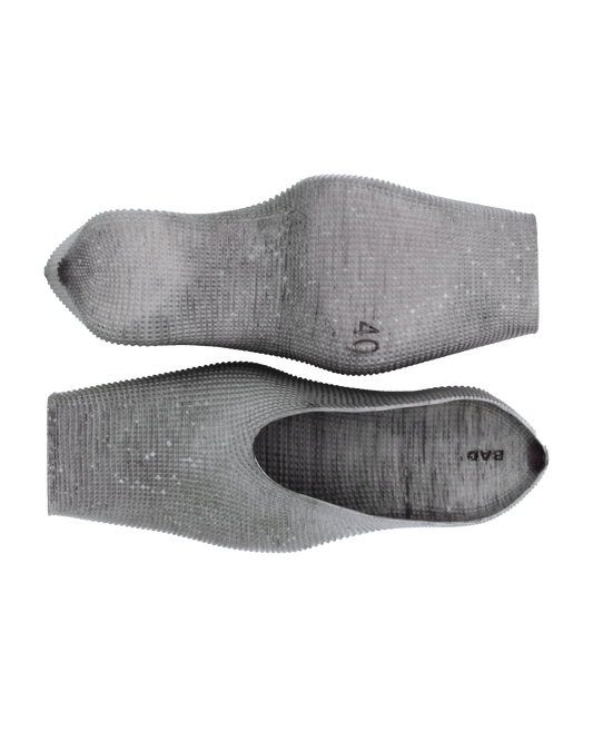 Heeled Square Toe Rubber Mules - Concrete